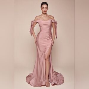 Stretch Luxe Jersey Dusty Mauve Long Dress Ladivine CD943